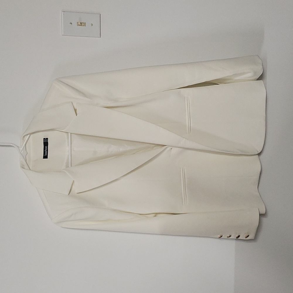 Boohoo Blazer, Cream, 4